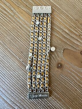 Good Works Make A Difference Inspirational Magnetic Wrap Bracelet - Silver & Tan